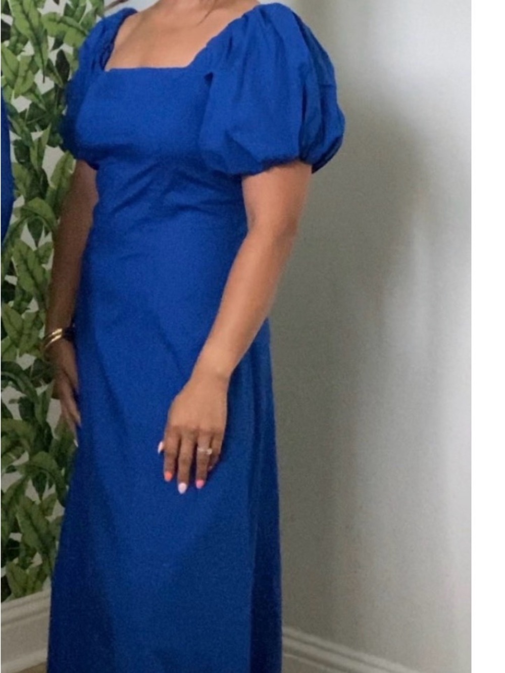 LOFT Royal Blue Puff-Sleeve Maxi Dress